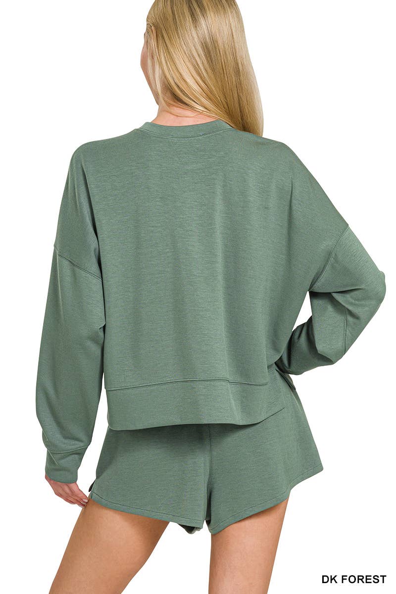 Scuba Long Sleeve Sweatshirts & Shorts Set: BRIGHT MAUVE / 1-1-1 (S-M-L)