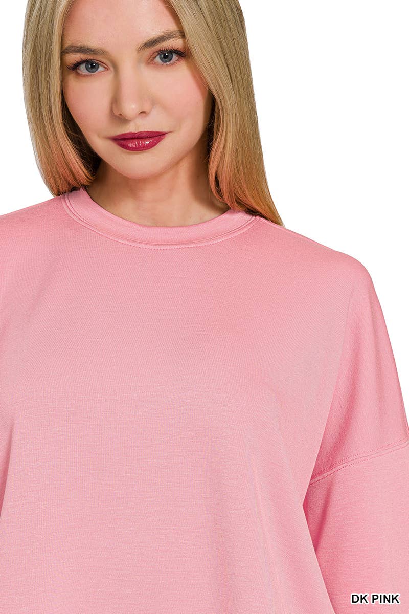 Scuba Long Sleeve Sweatshirts & Shorts Set: BRIGHT MAUVE / 1-1-1 (S-M-L)