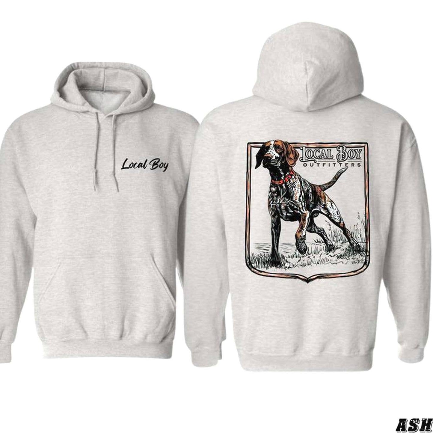 Local Boy Outfitters T-Shirt - Stylish Hunting Dog Graphic: Hoodie / White / L