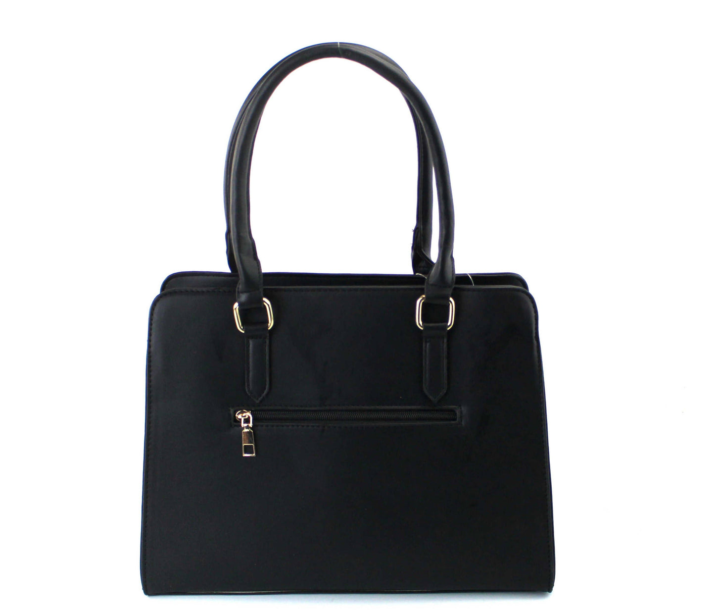 7867A - 2 in 1 PU Plaid Satchel with Wristlet: Black