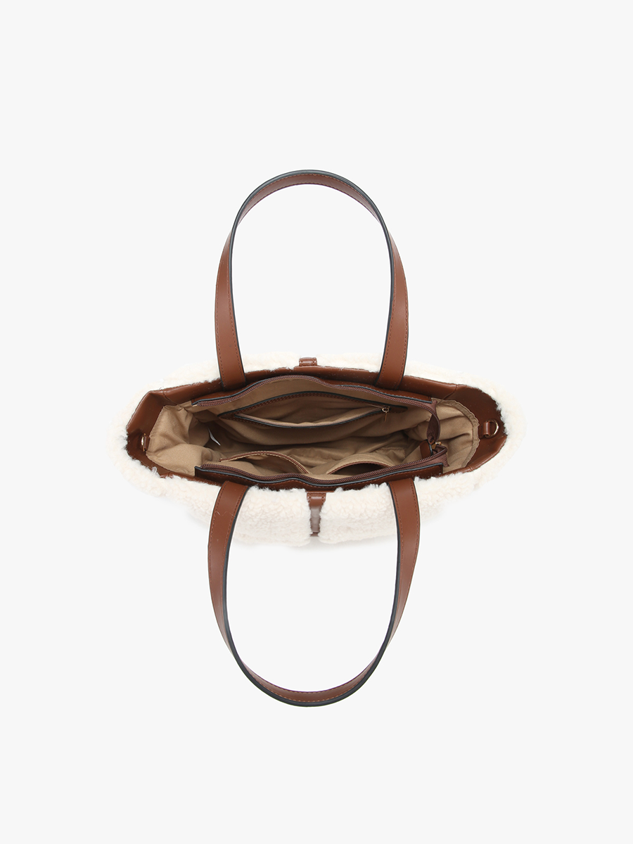 M2396 Marlene Sherpa Contrast Tote w/ Dual Handles
: Brown