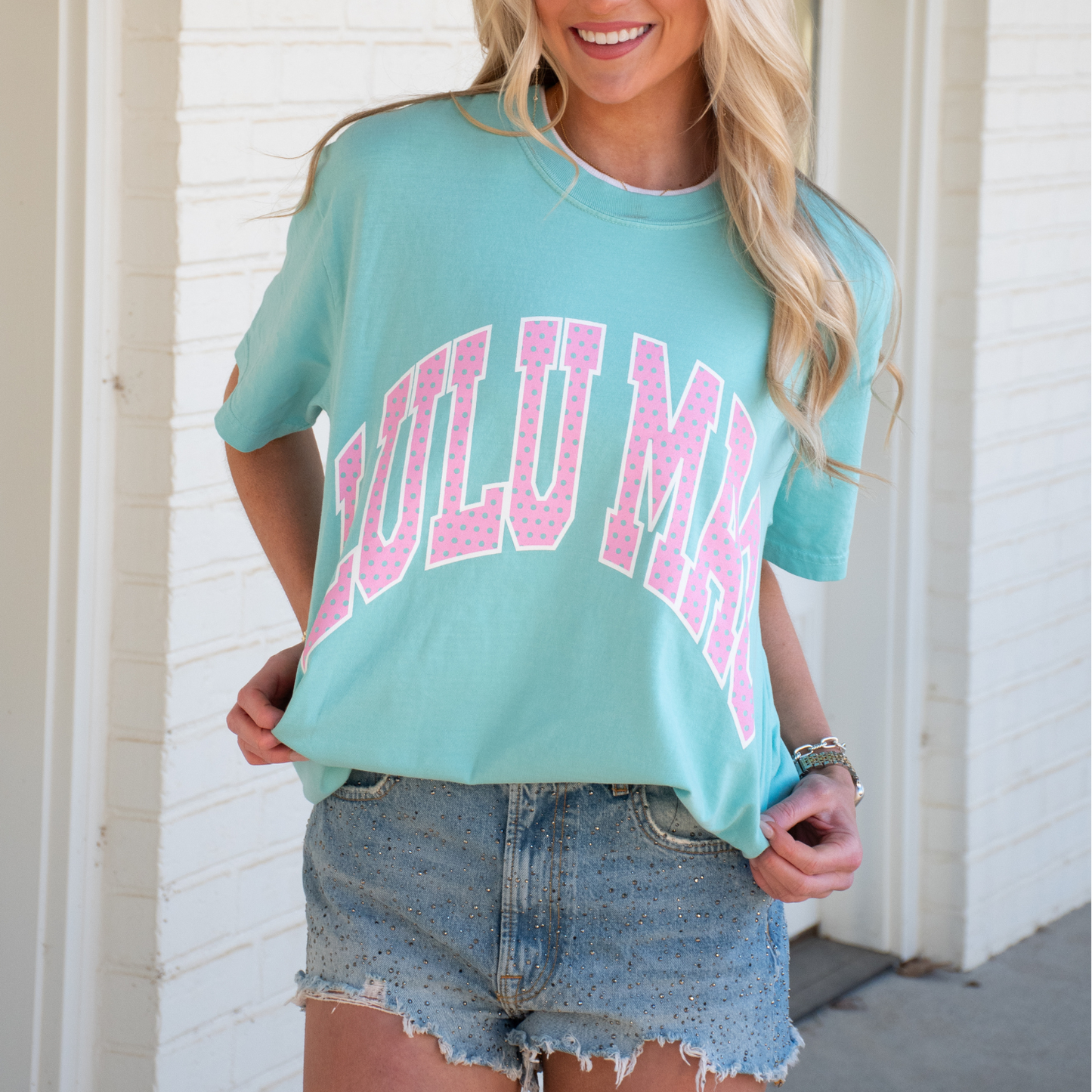 LM-PD-1001 Polka Dot Adult Chalky Mint Comfort Colors Tee: Chalky Mint / Small
