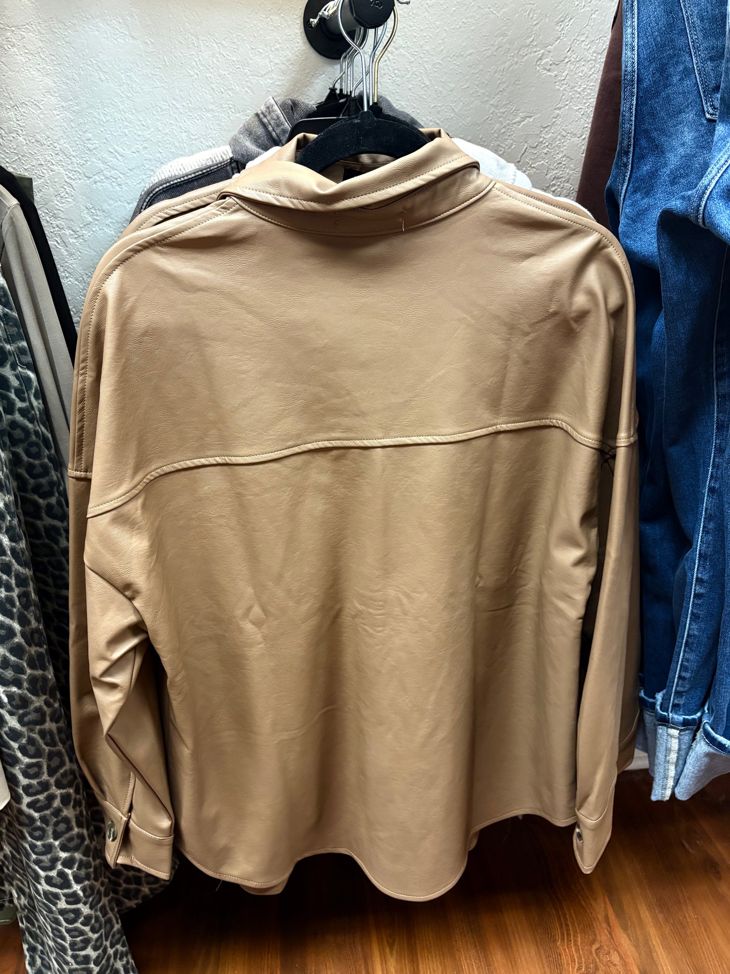 Tan Leather Shacket