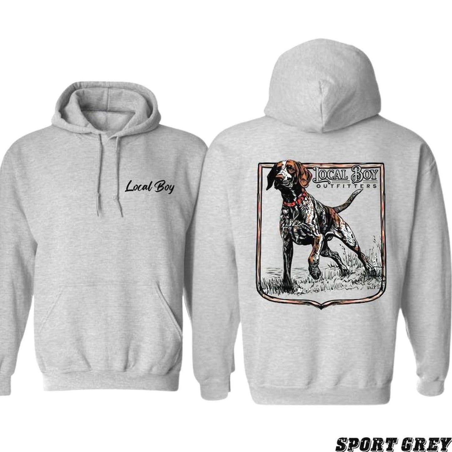 Local Boy Outfitters T-Shirt - Stylish Hunting Dog Graphic: Hoodie / White / L