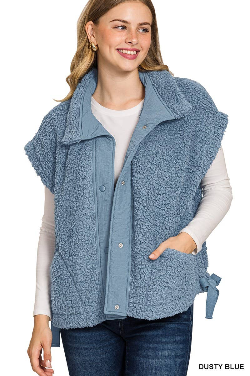 Oversized Faux Fur Vest: BROWN / 3-3(S/M-L/XL)