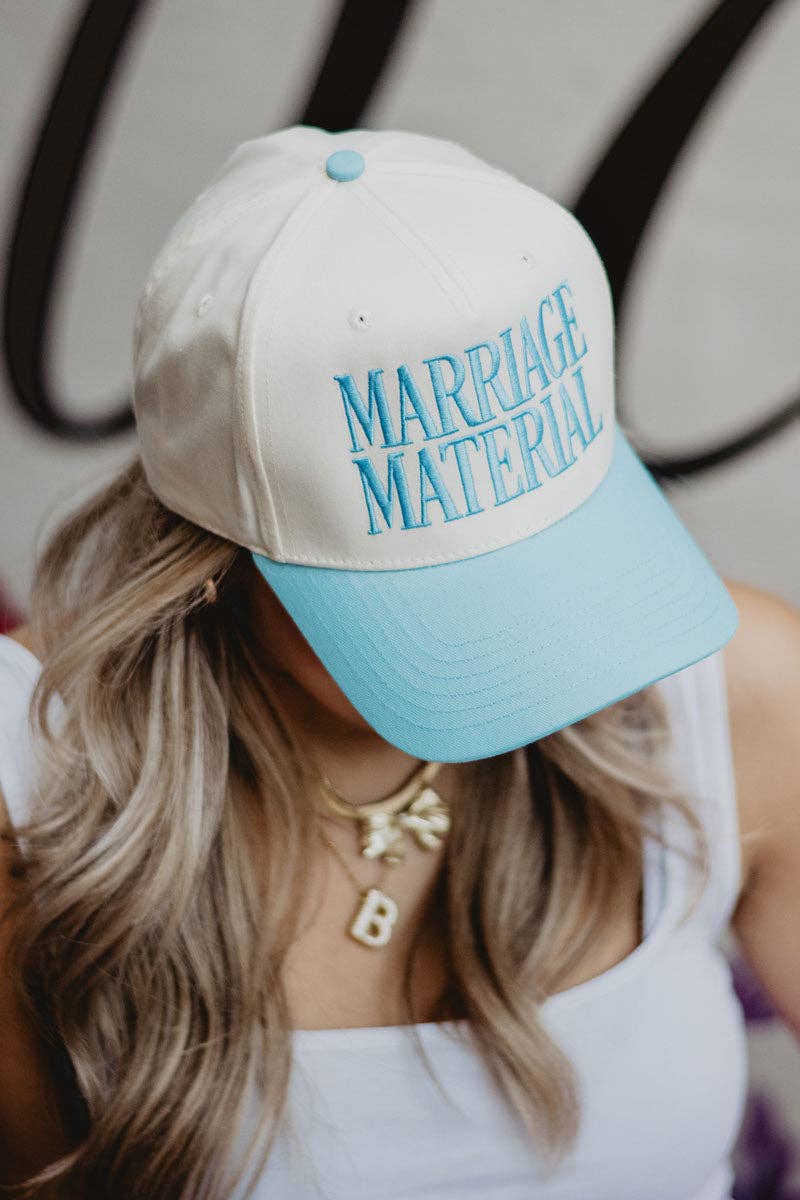 Marriage Material Two-Toned Trucker Hats For Women: Pink and Tan