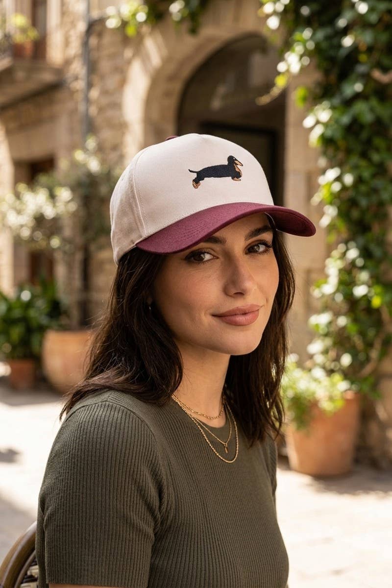 Dachshund Two Tone Cotton Hat - Zenana: LEOPARD-197401 / OS