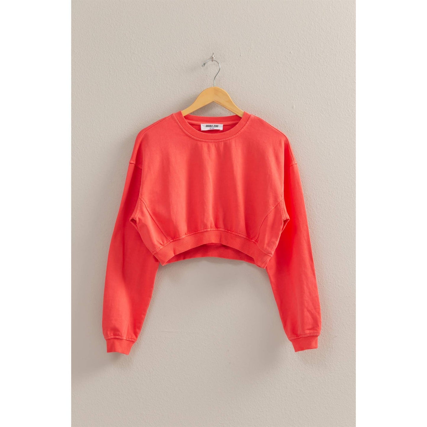 Crew Neck Long Sleeve Crop Sweatshirt: DUSTY INDIGO / S-M-L(2-2-2)