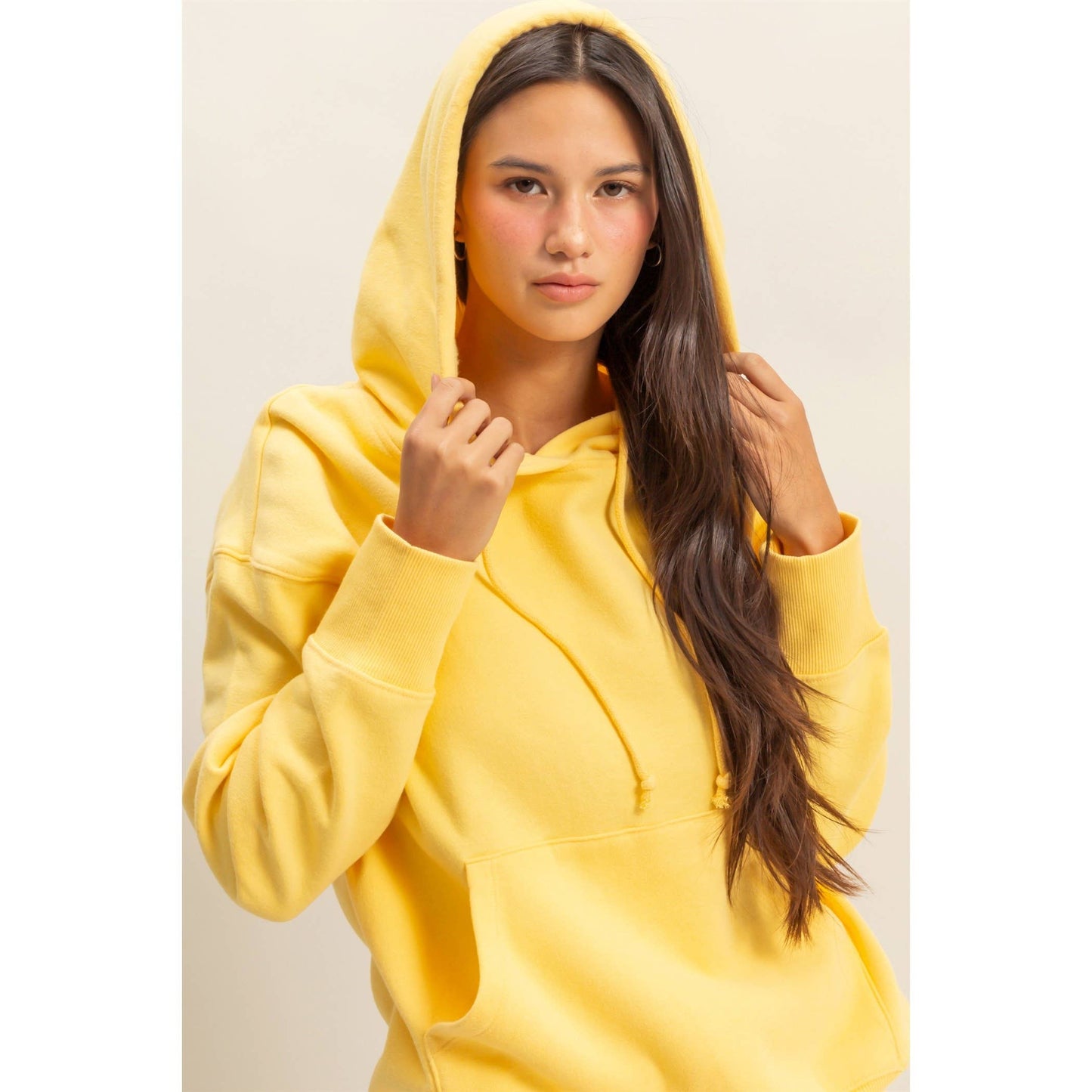 Drop Shoulder Oversized Hoodie: BANANA CREAM / S-M-L(2-2-2)