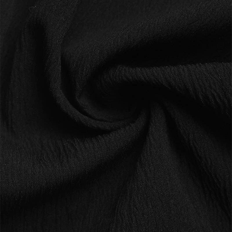 High Waist Wide Leg Drawstring Casual Pants: Black / 97%Polyester+3% Elastane / L
