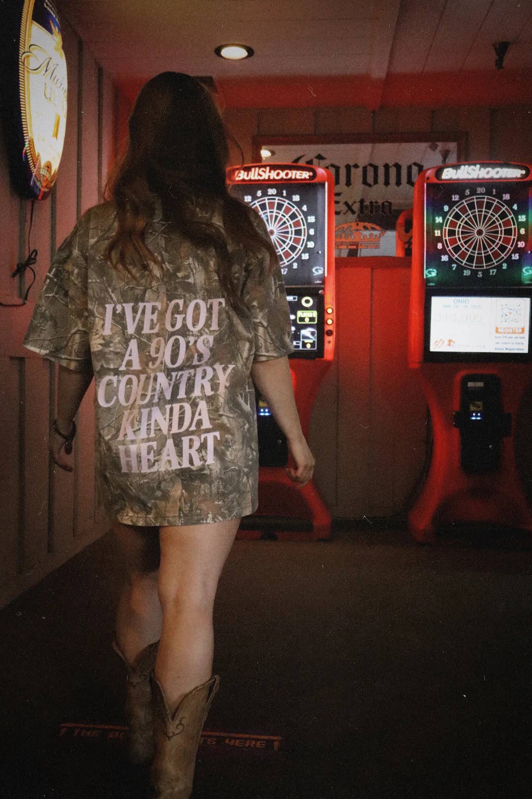 90's Country Kinda Heart Camo Tee: M