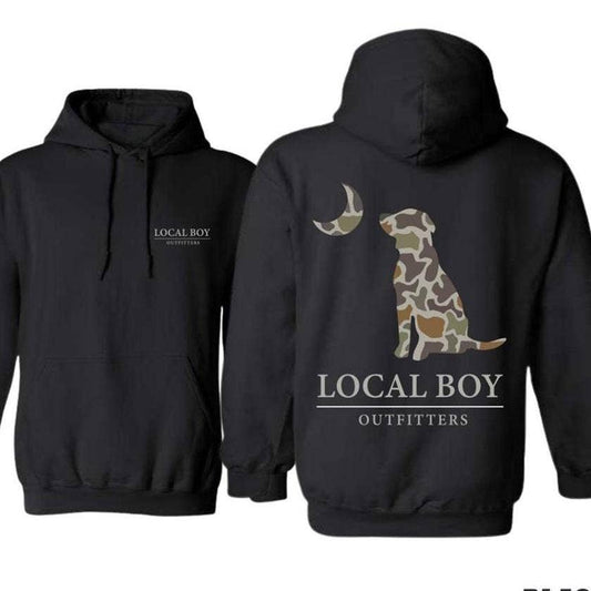 Local Boy Outfitters Hoodie - Camouflage Dog Outdoor Style: Hoodie / Black / M
