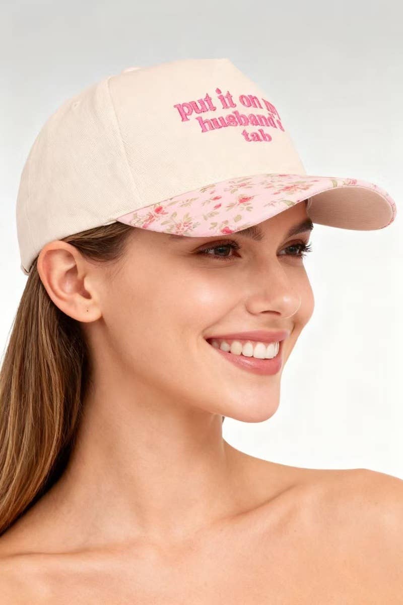 Put It On My Husband's Tab Two Tone Canvas Cap: CAMO-189204 / OS