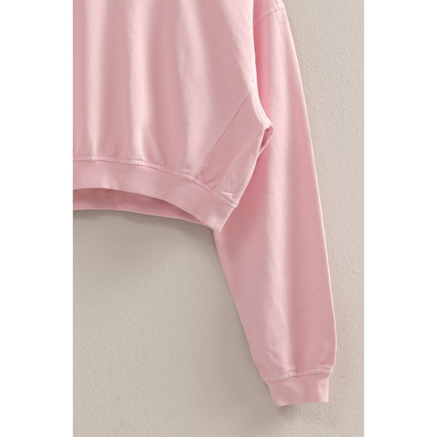 Crew Neck Long Sleeve Crop Sweatshirt: WISTERIA / S-M-L(2-2-2)