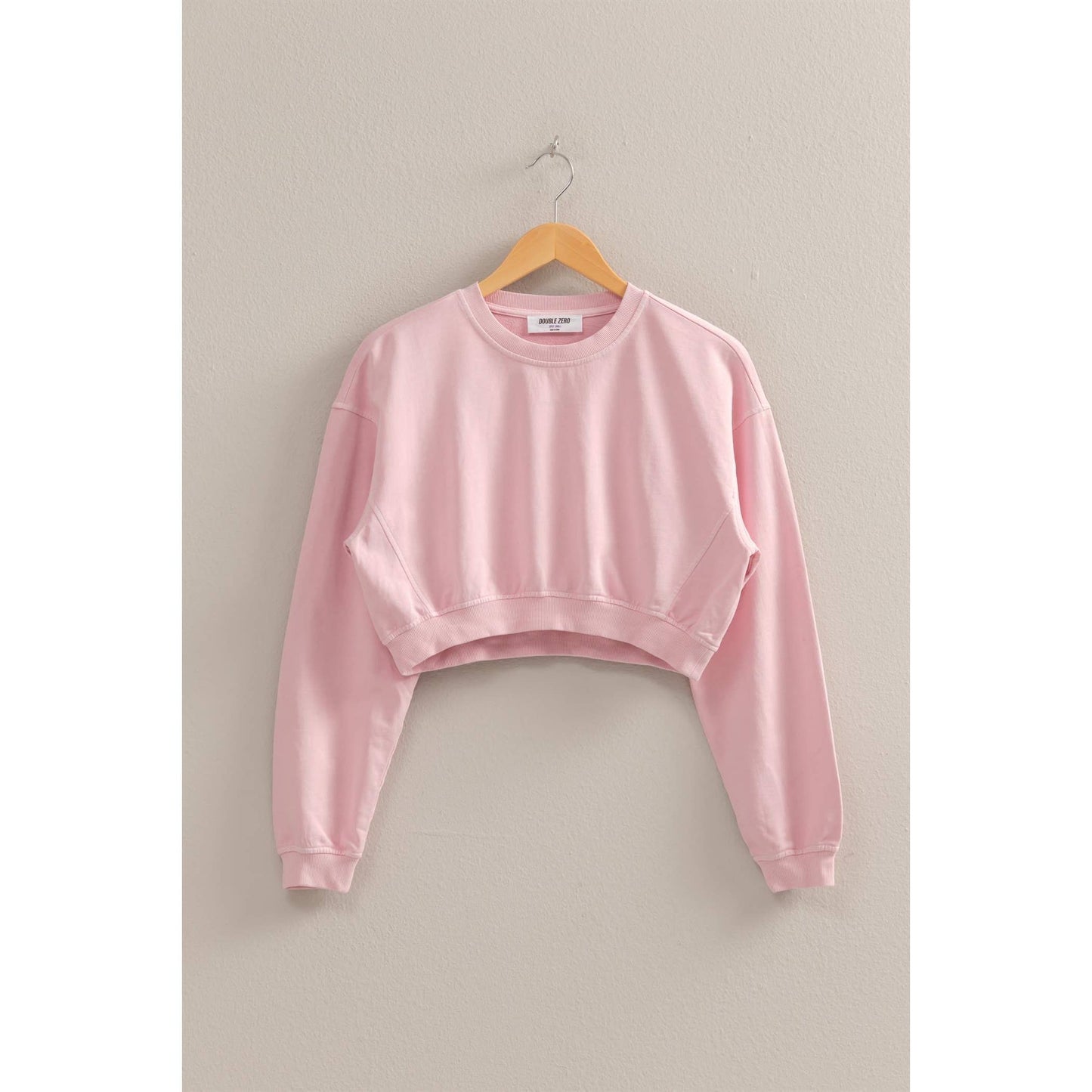 Crew Neck Long Sleeve Crop Sweatshirt: WISTERIA / S-M-L(2-2-2)