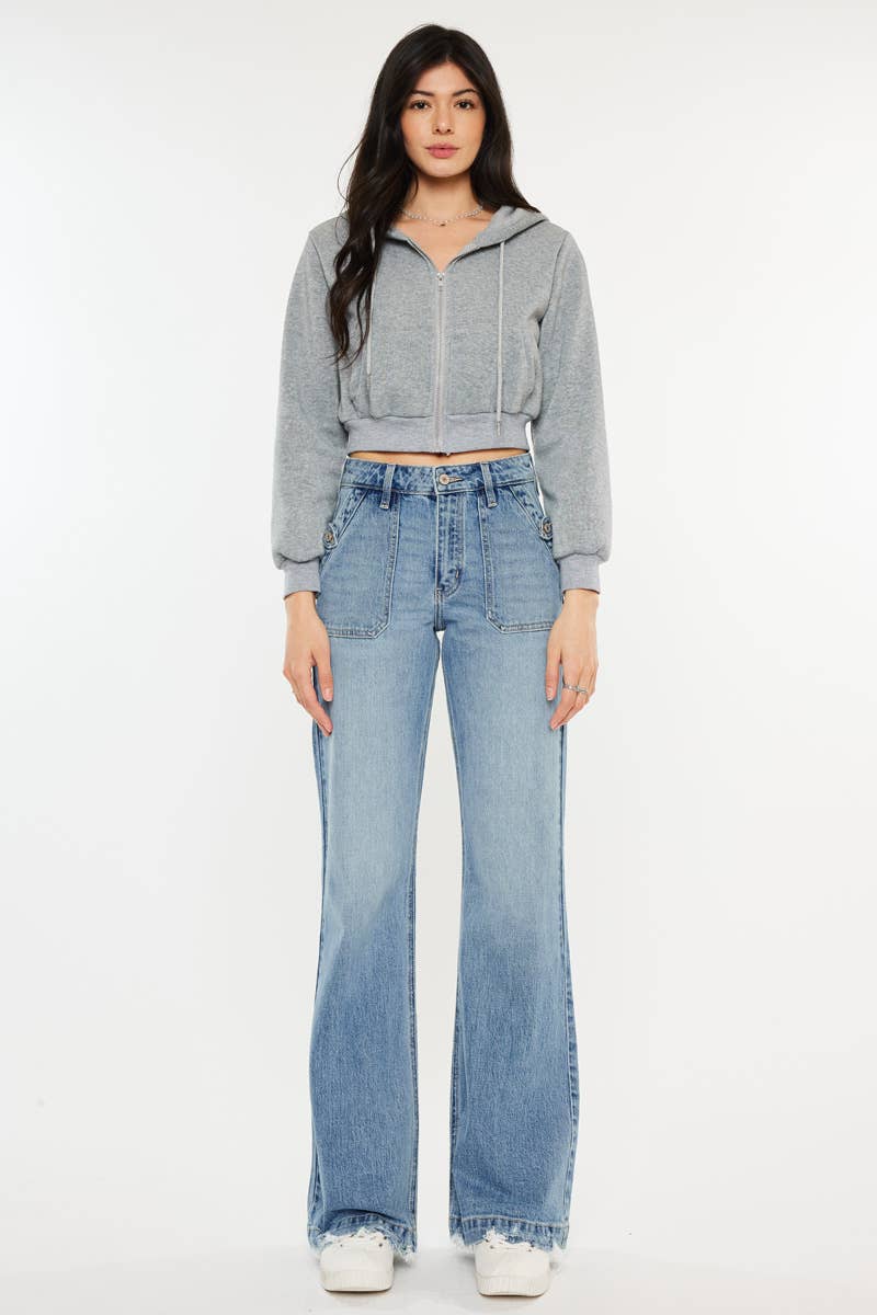 OPEN PACK HIGH RISE WIDE FLARE JEANS-KC2572M: MEDIUM / 15/31