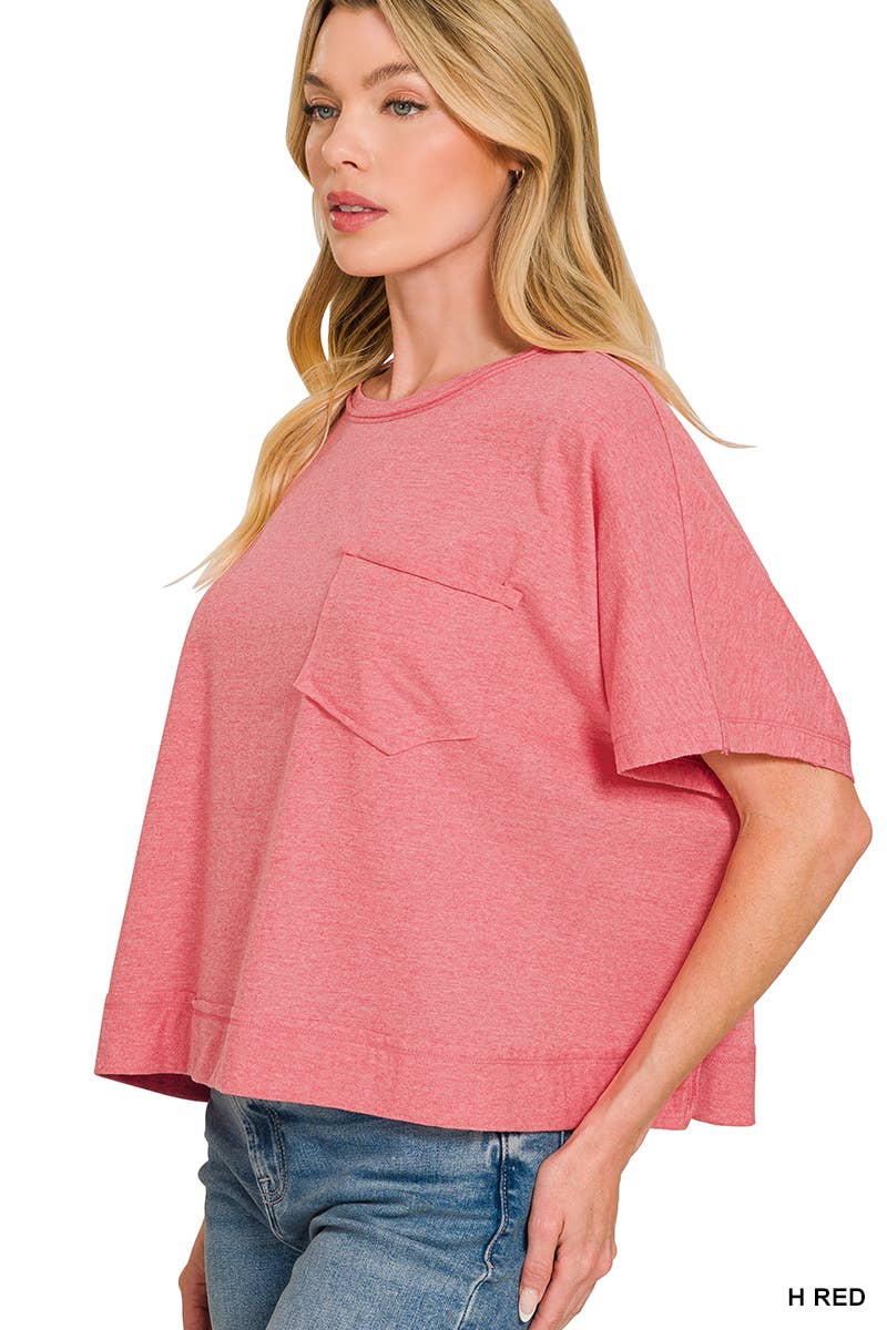Exposed Seam Boxy Top - Zenana: SAND BEIGE-196703 / L/XL