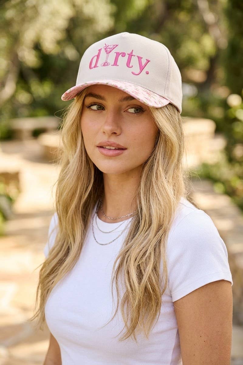 Dirty Martini Two Tone Cotton Hat - Zenana: FLORAL-197343 / OS