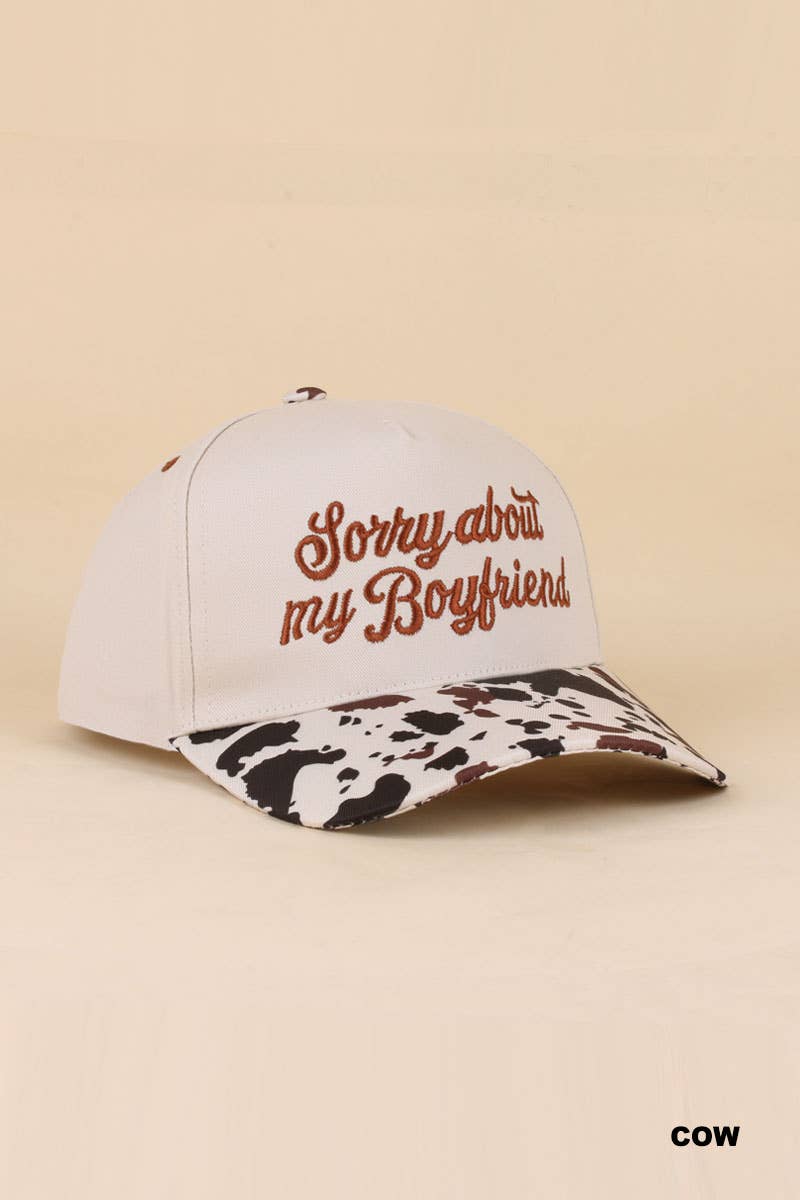 0519 Sorry About My Boyfriend Two Tone Snapback Hat SI-29864: BLACK-198983 / OS