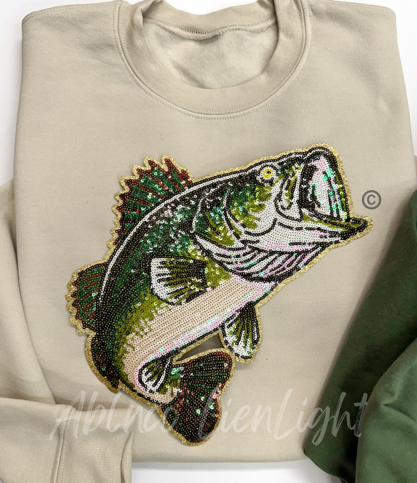 Big Bass Fish Fishing Sequins Iron On Patch