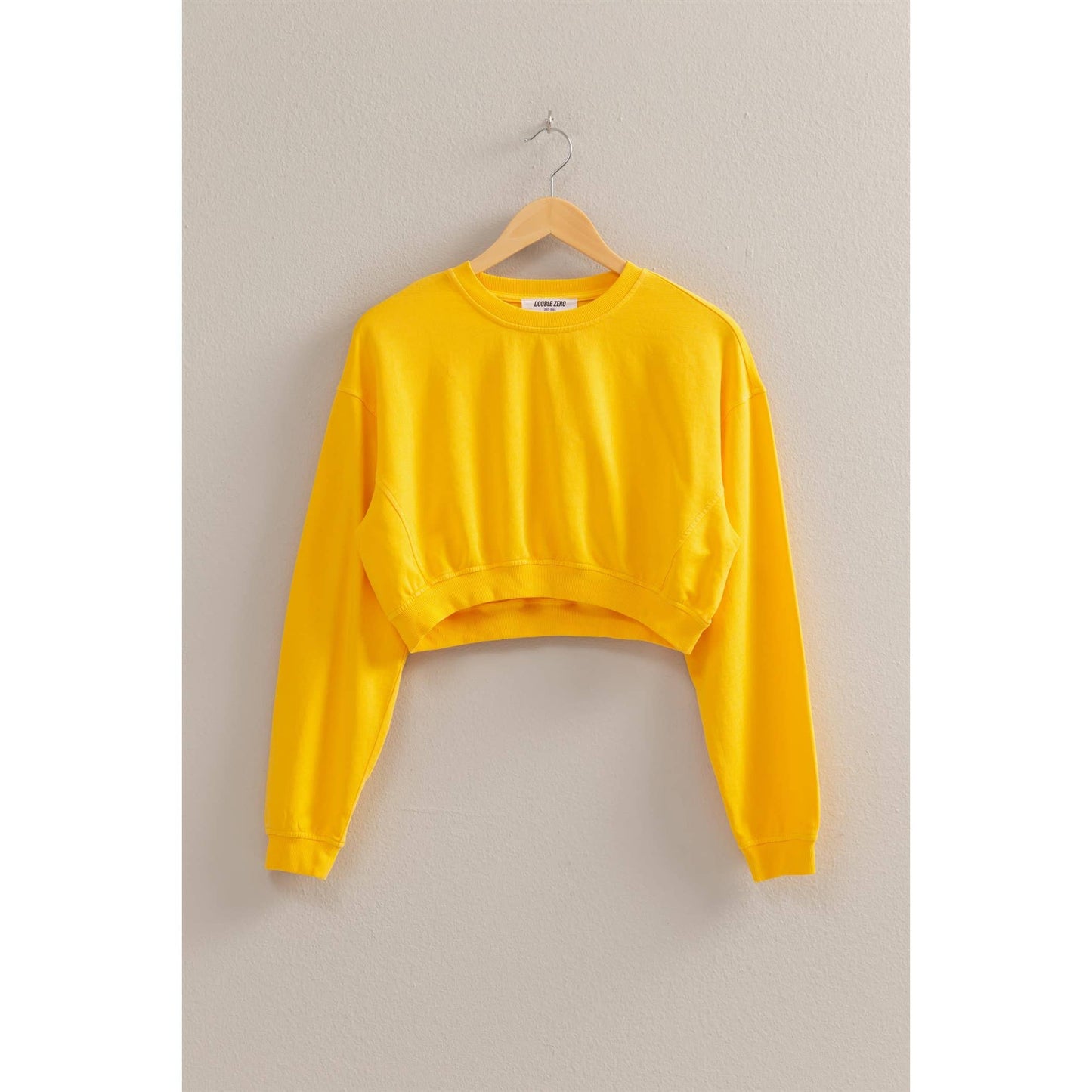 Crew Neck Long Sleeve Crop Sweatshirt: WISTERIA / S-M-L(2-2-2)