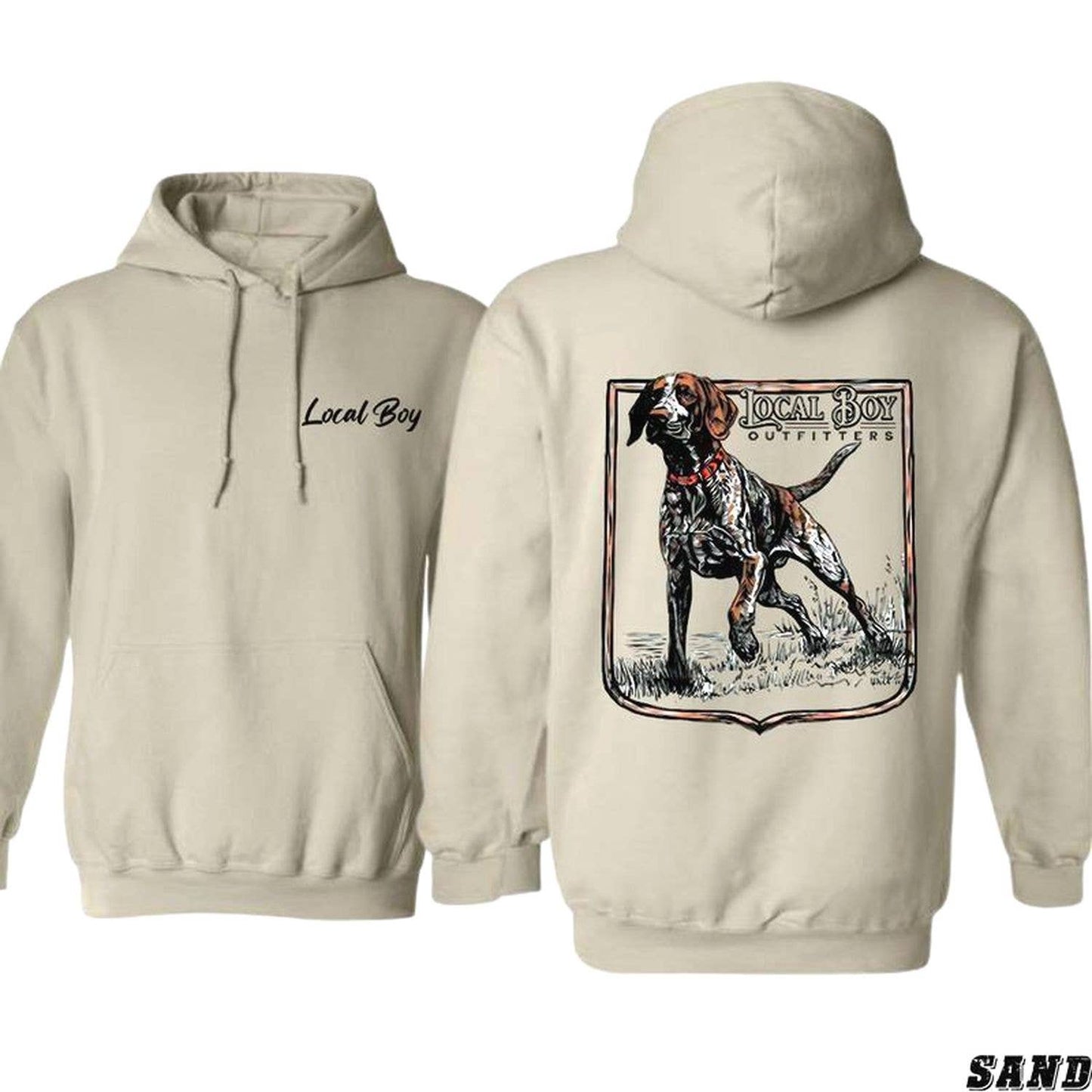 Local Boy Outfitters T-Shirt - Stylish Hunting Dog Graphic: Hoodie / White / L