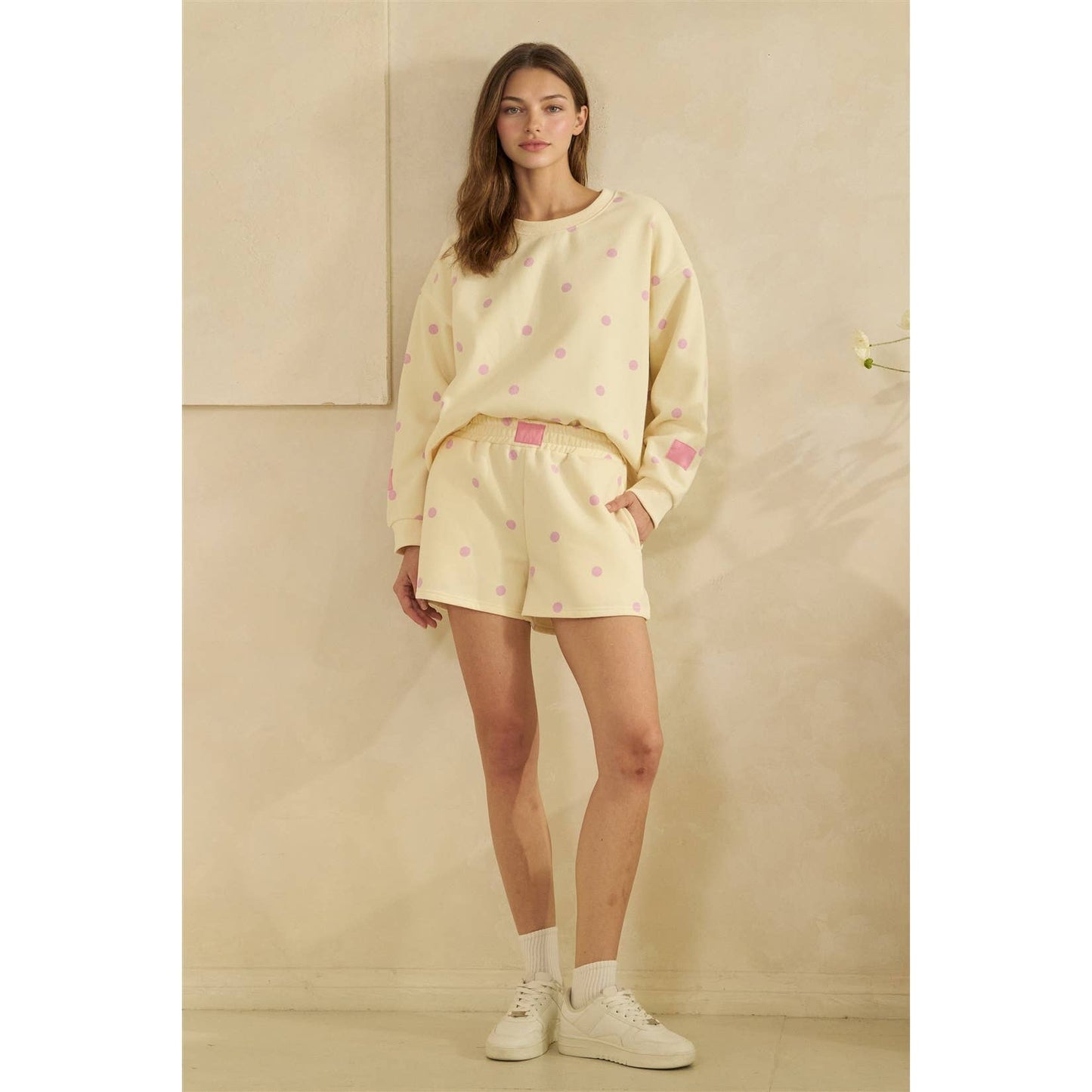 Printed Lounge Crewneck Sweatshirt: H. Grey/Red Heart / L
