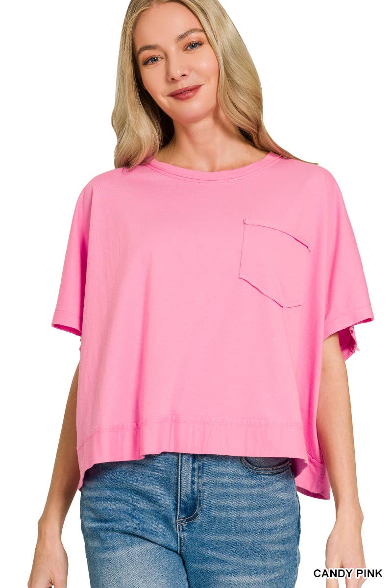 Exposed Seam Boxy Top - Zenana: SAND BEIGE-196703 / S/M