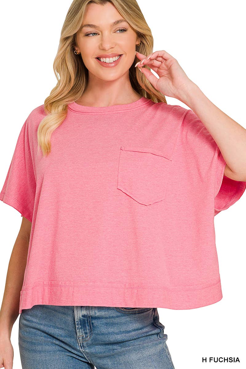 Exposed Seam Boxy Top - Zenana: SAND BEIGE-196703 / L/XL