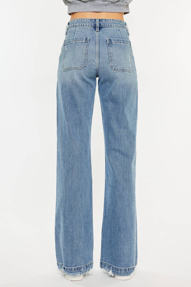 OPEN PACK HIGH RISE WIDE FLARE JEANS-KC2572M: MEDIUM / 13/30