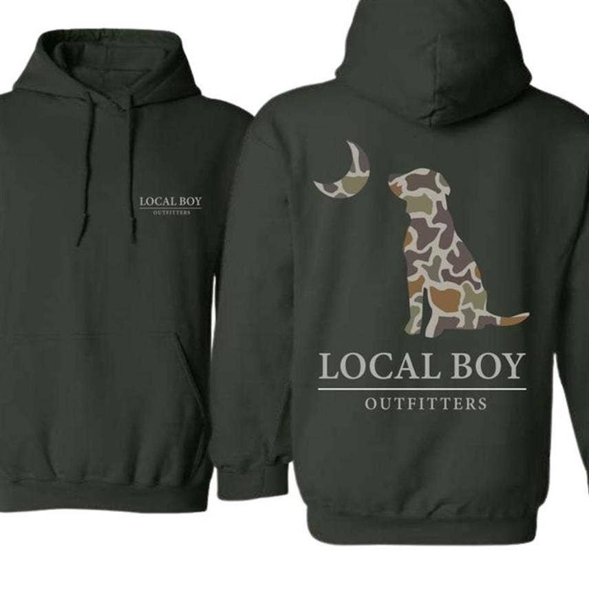 Local Boy Outfitters Hoodie - Camouflage Dog Outdoor Style: Hoodie / Black / M
