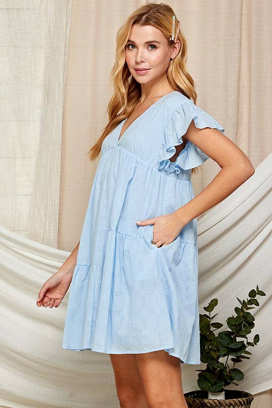 Outdoor Baby Doll Dress with Surplice Neckline 5150IMD : WHITE / M