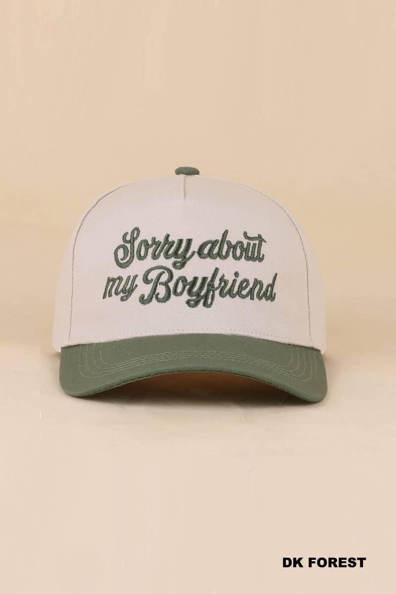 0519 Sorry About My Boyfriend Two Tone Snapback Hat SI-29864: BLACK-198983 / OS