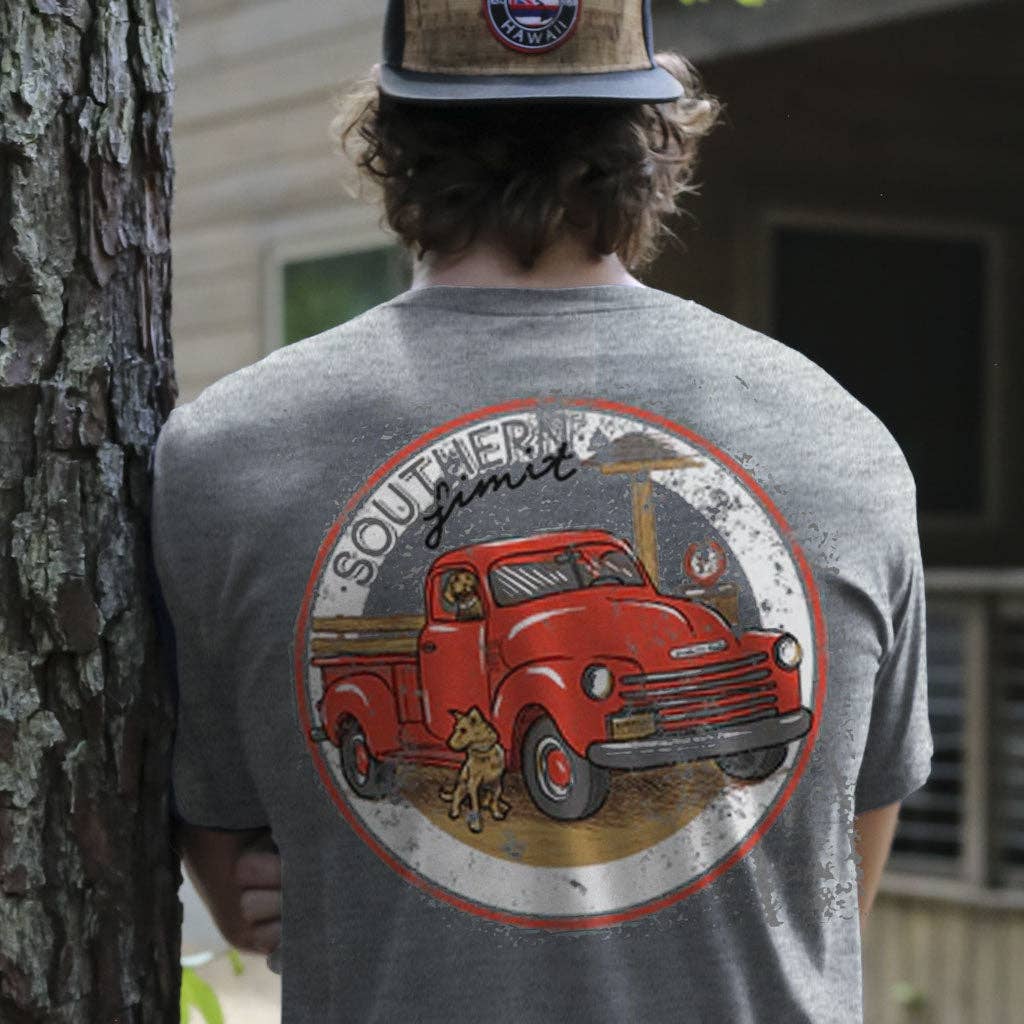 SL-129 Southern Limit Dogs & Truck-Dark Heather Grey: Dark Heather Grey / Large