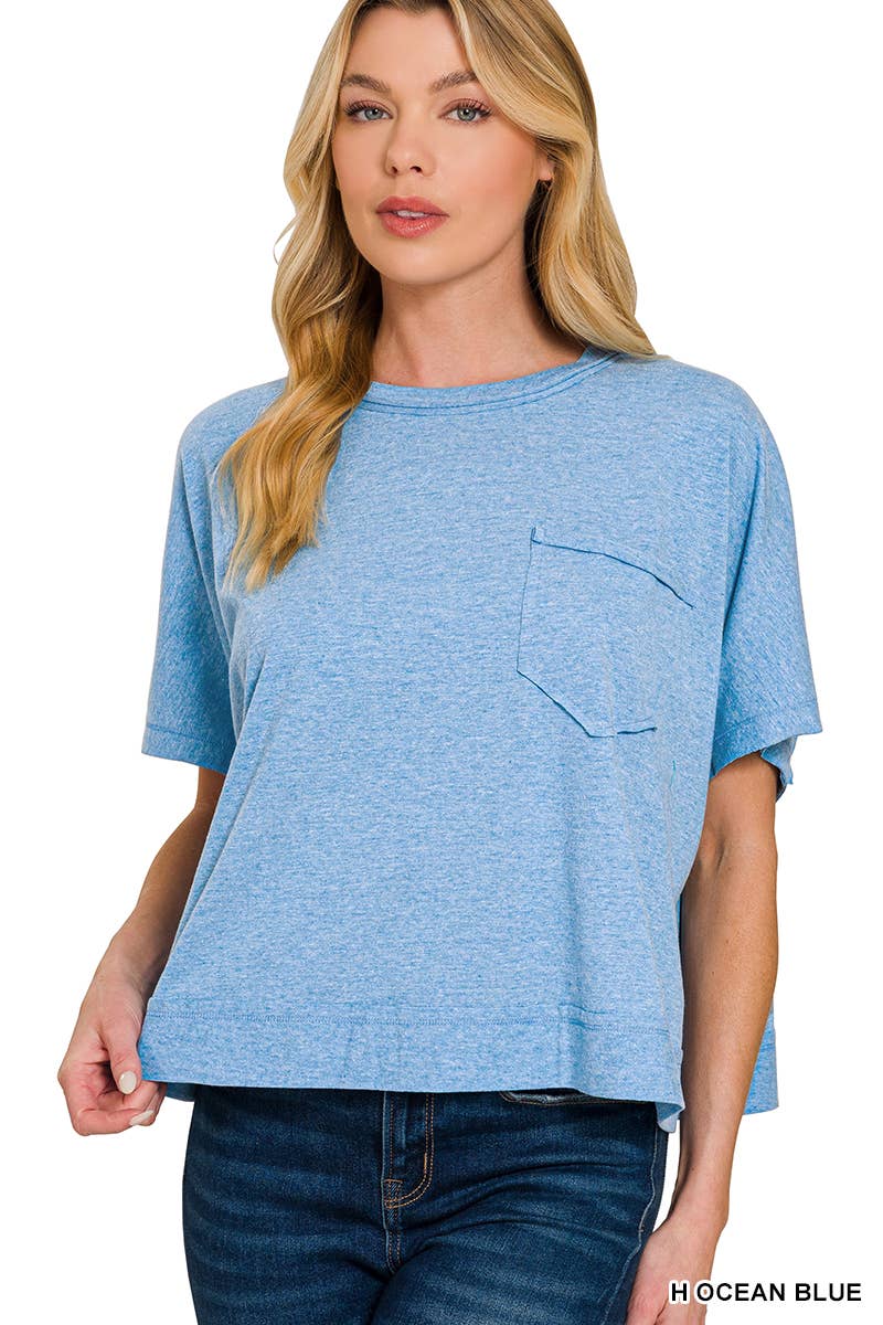 Exposed Seam Boxy Top - Zenana: TURQUOISE-196699 / L/XL