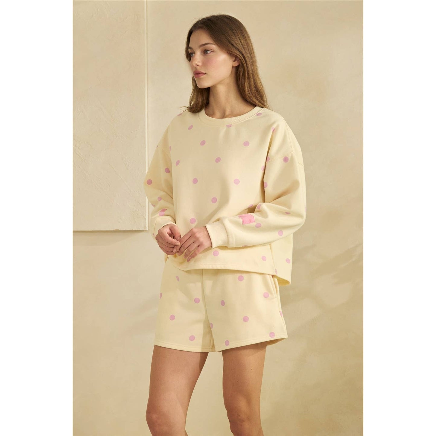 Printed Lounge Crewneck Sweatshirt: H. Grey/Red Heart / M