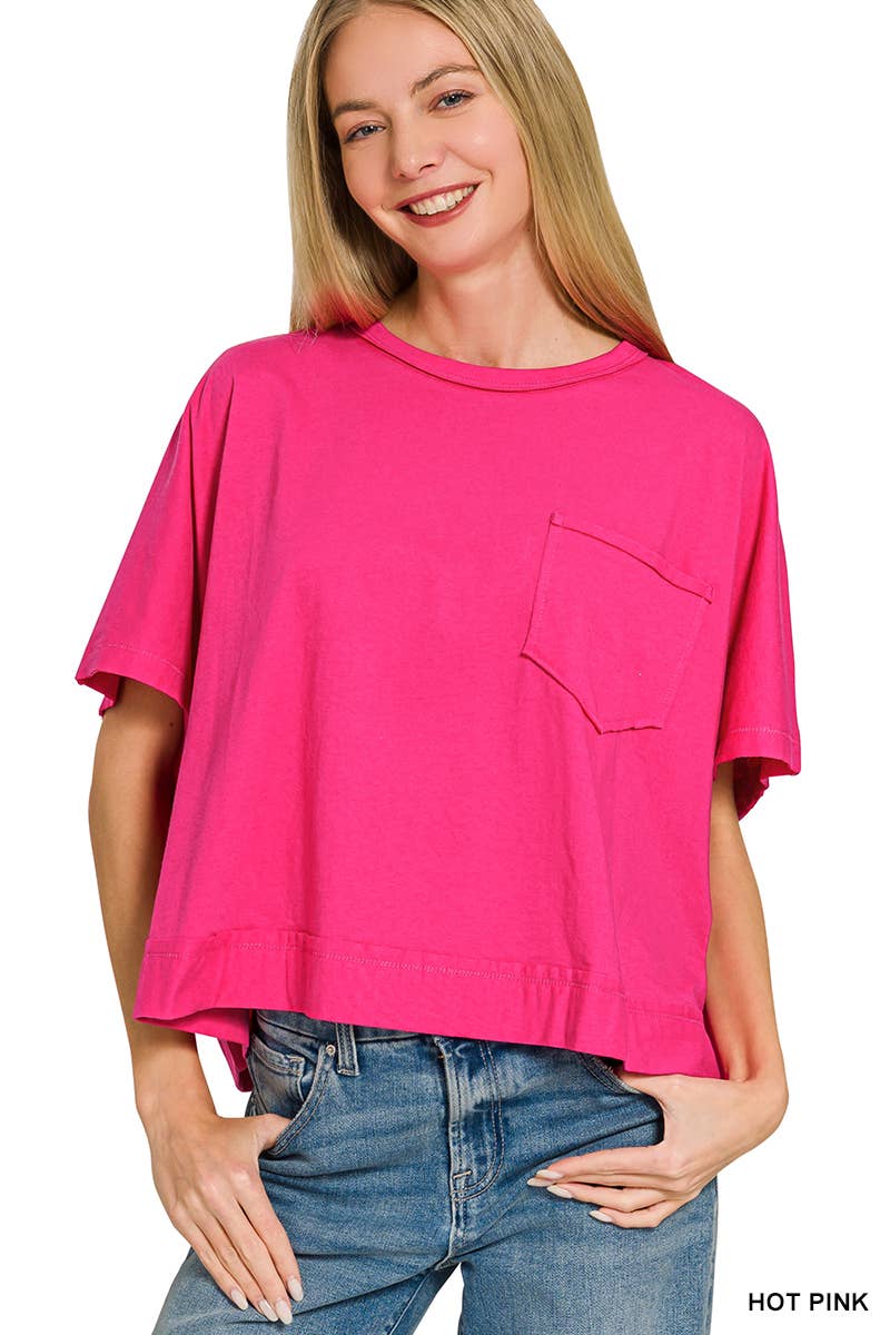 Exposed Seam Boxy Top - Zenana: SAND BEIGE-196703 / S/M