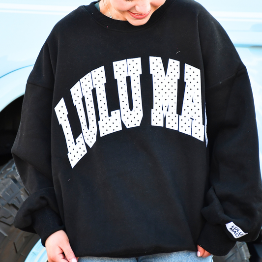 LM-SW-1008-PD Black/White Polka Dot Sweatshirt: Black/White / Large