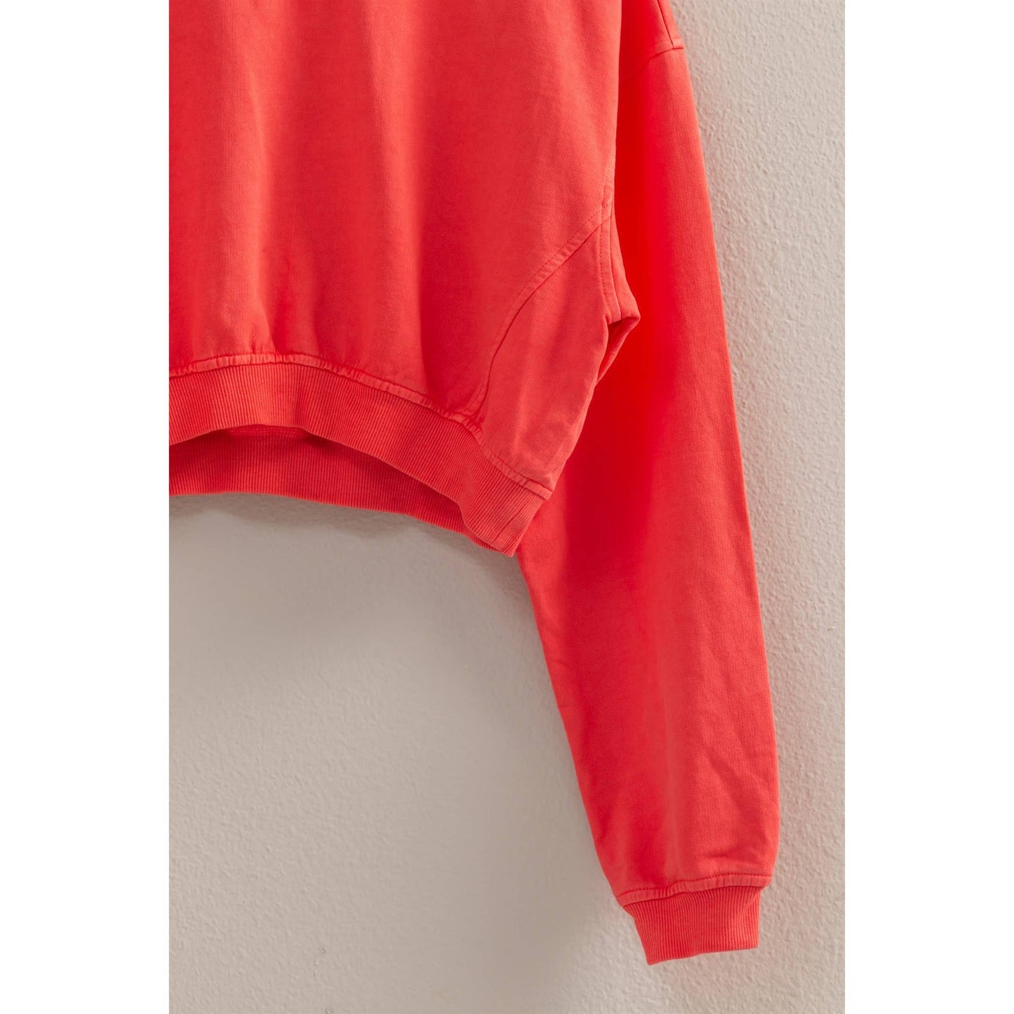 Crew Neck Long Sleeve Crop Sweatshirt: TURQUOISE / S-M-L(2-2-2)