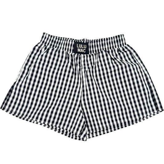 BXGH-BLACK GINGHAM BOXER SHORT: BLACK / Medium