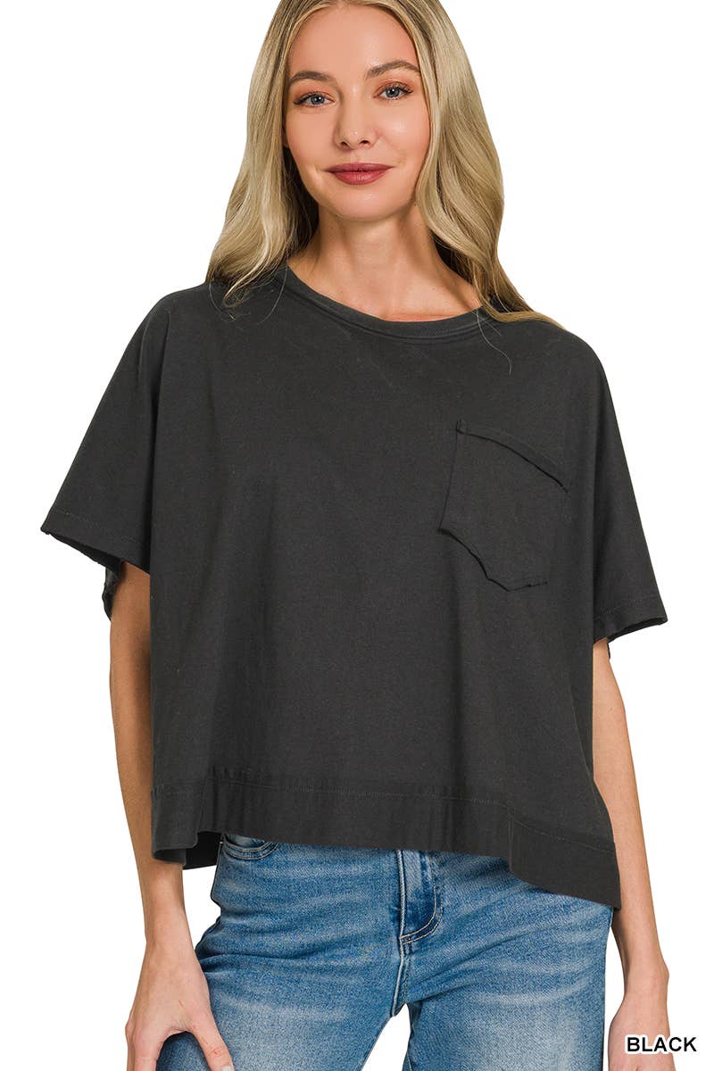 Exposed Seam Boxy Top - Zenana: SAND BEIGE-196703 / L/XL