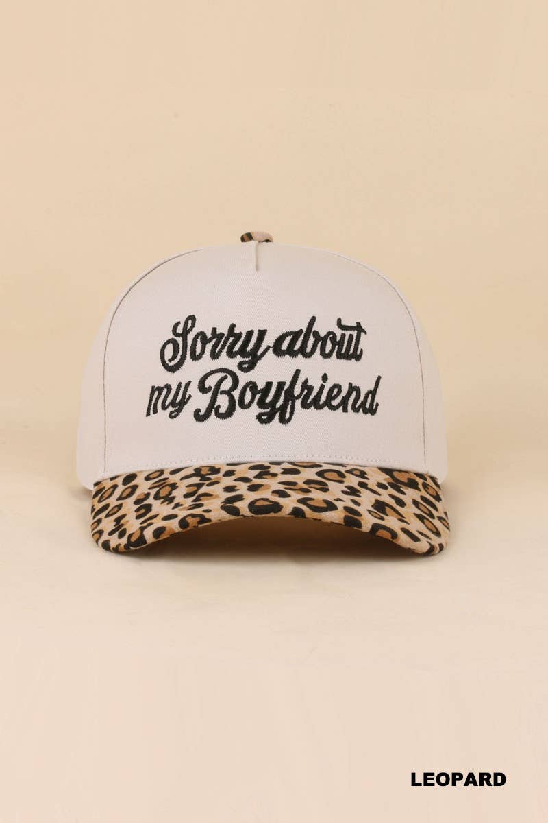 0519 Sorry About My Boyfriend Two Tone Snapback Hat SI-29864: BLACK-198983 / OS