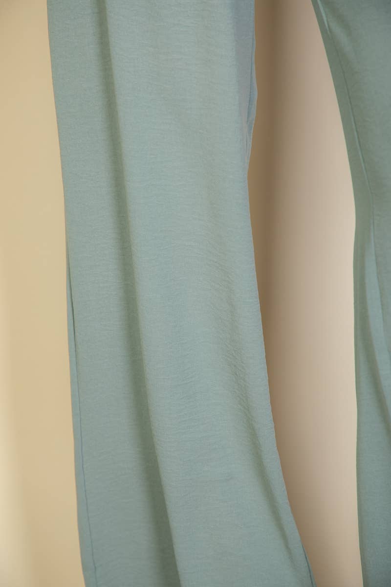 Drawstring waist wide leg minimalist pants: Black / L