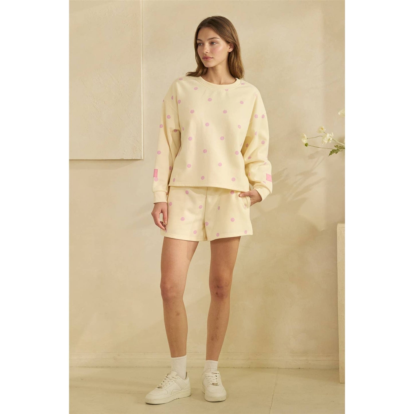 Printed Lounge Crewneck Sweatshirt: H. Grey/Red Heart / S