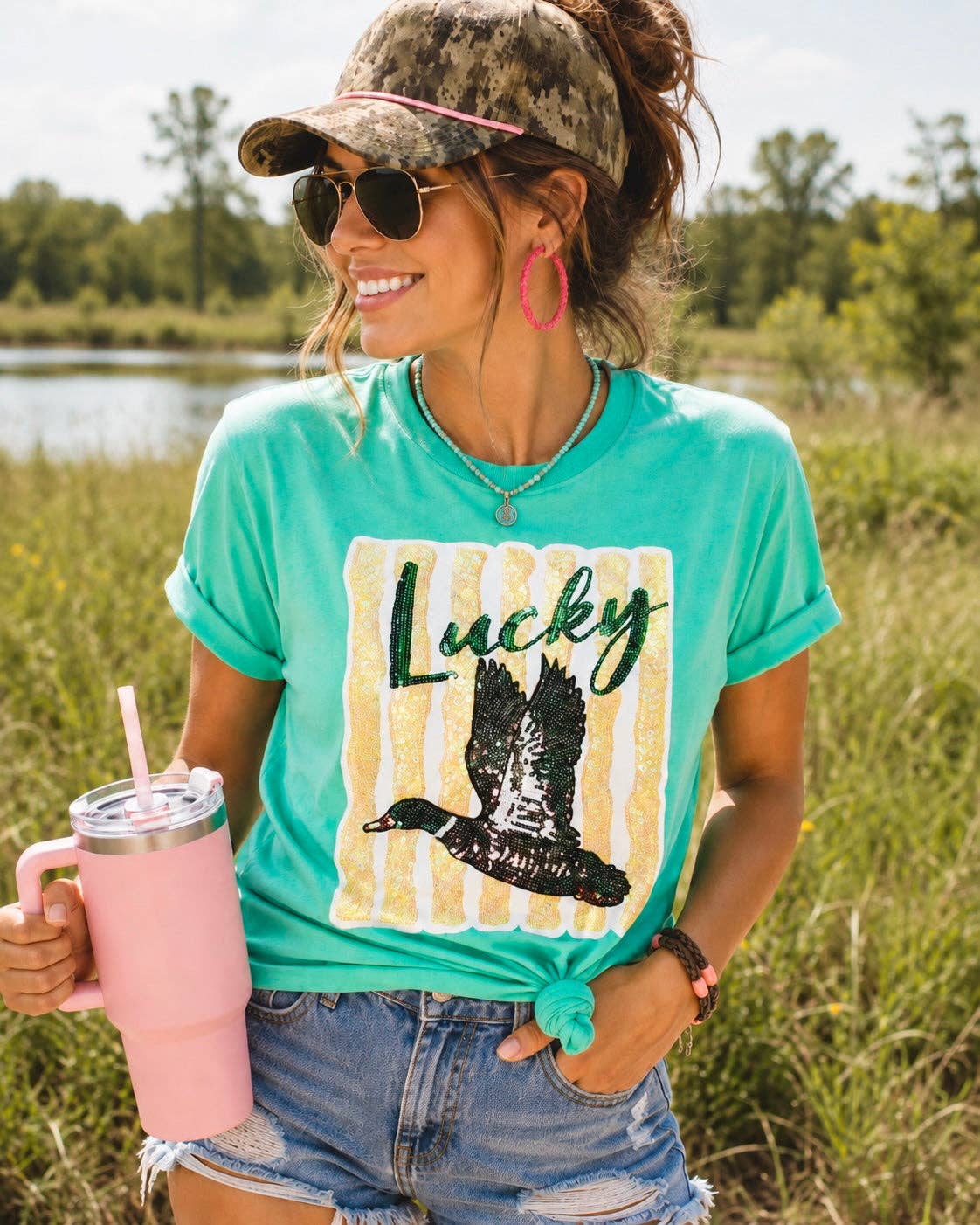 Lucky Duck Summer Sequin Patch - Large
