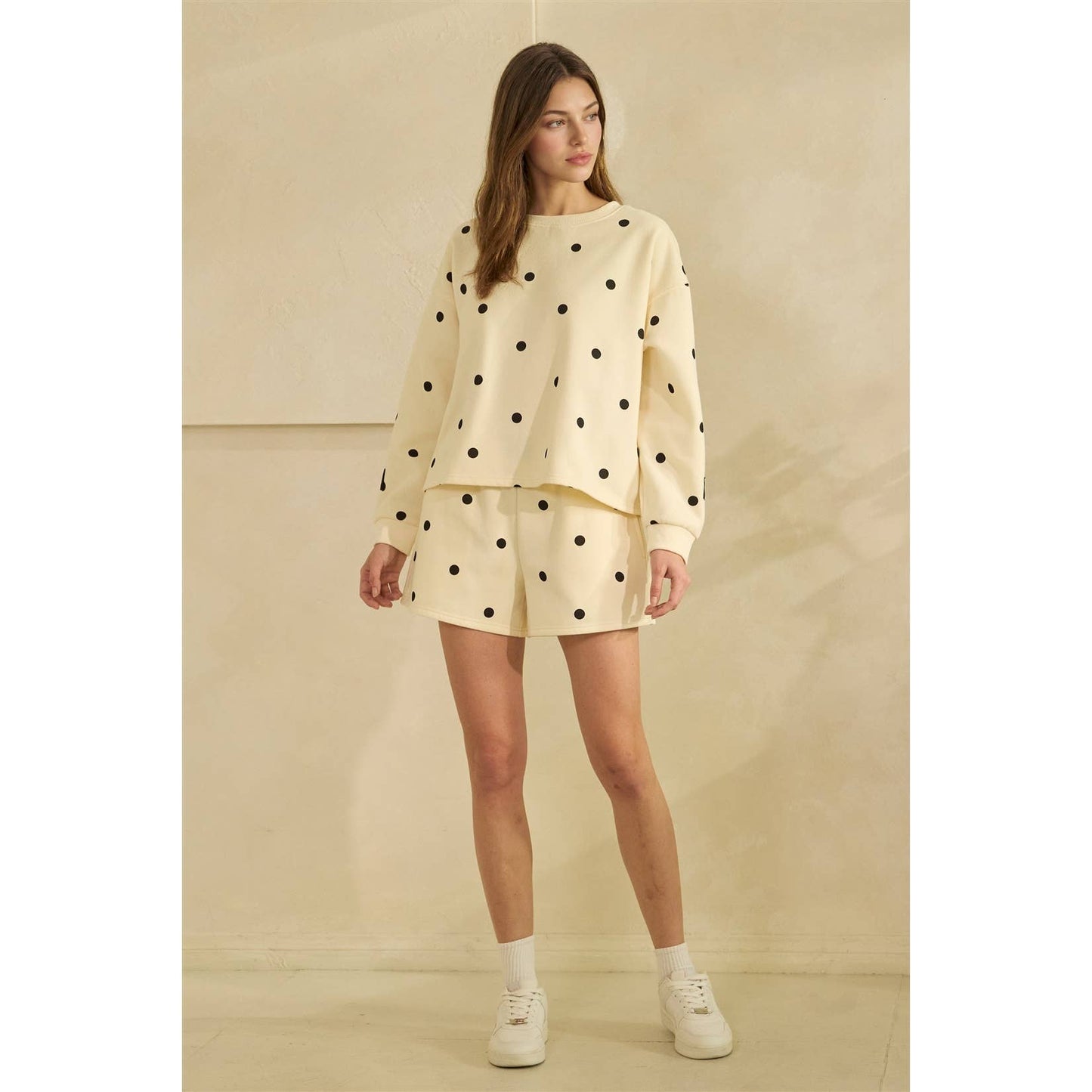 Printed Lounge Crewneck Sweatshirt: H. Grey/Red Heart / S
