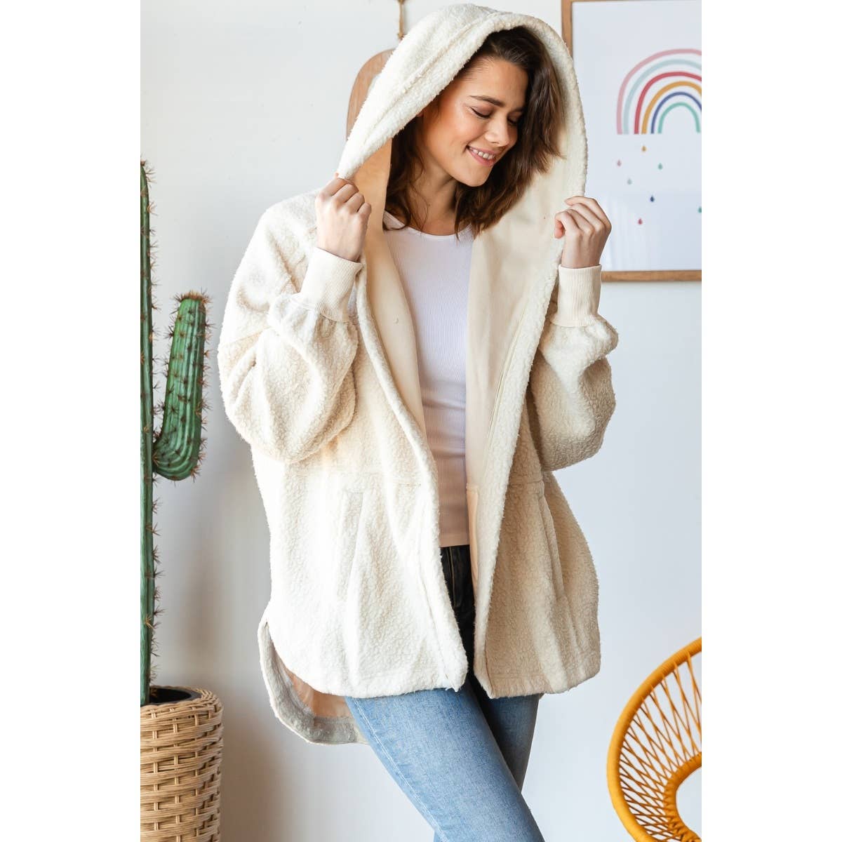 Lightweight Fleece Hooded Jacket: Hot pink / S