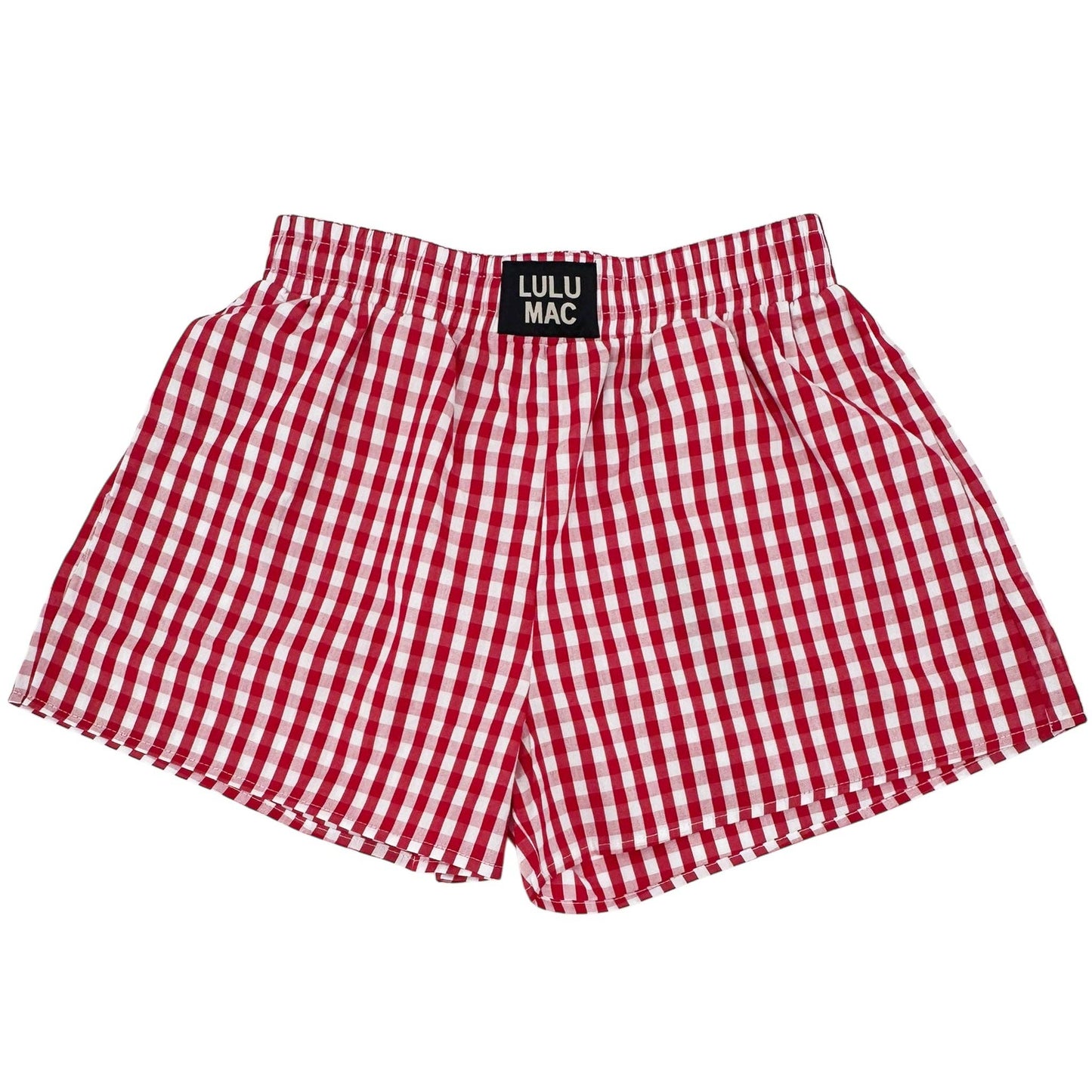 BXGH-RED GINGHAM BOXER SHORT: RED / Large
