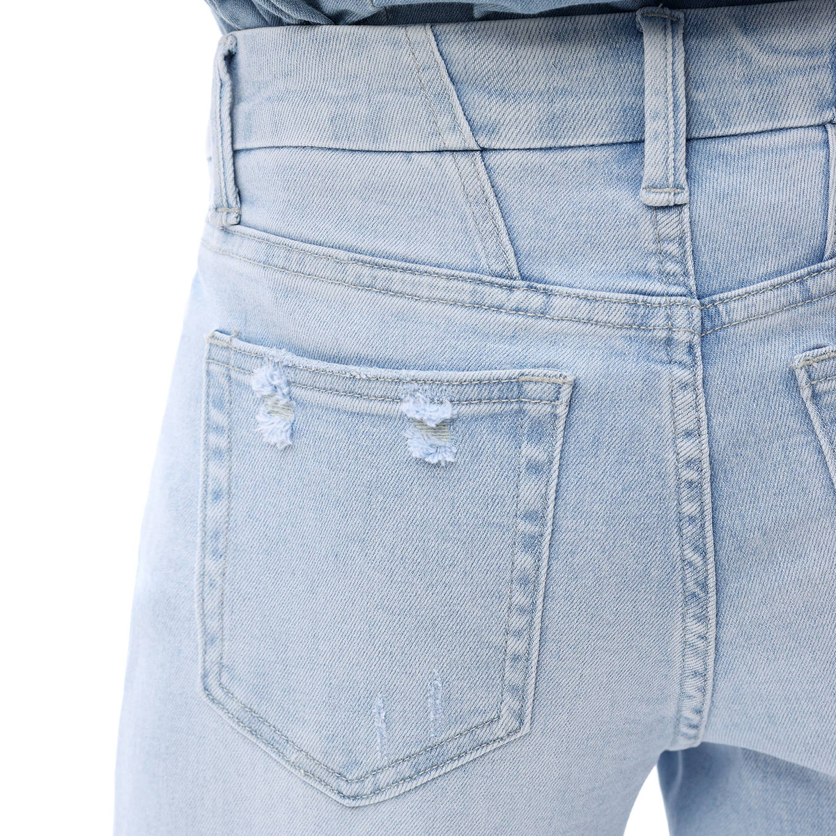 Mid Rise Wide Leg Jeans Raw Hem Vintage Distressed OSW8019: VINTAGE BLUE / 26