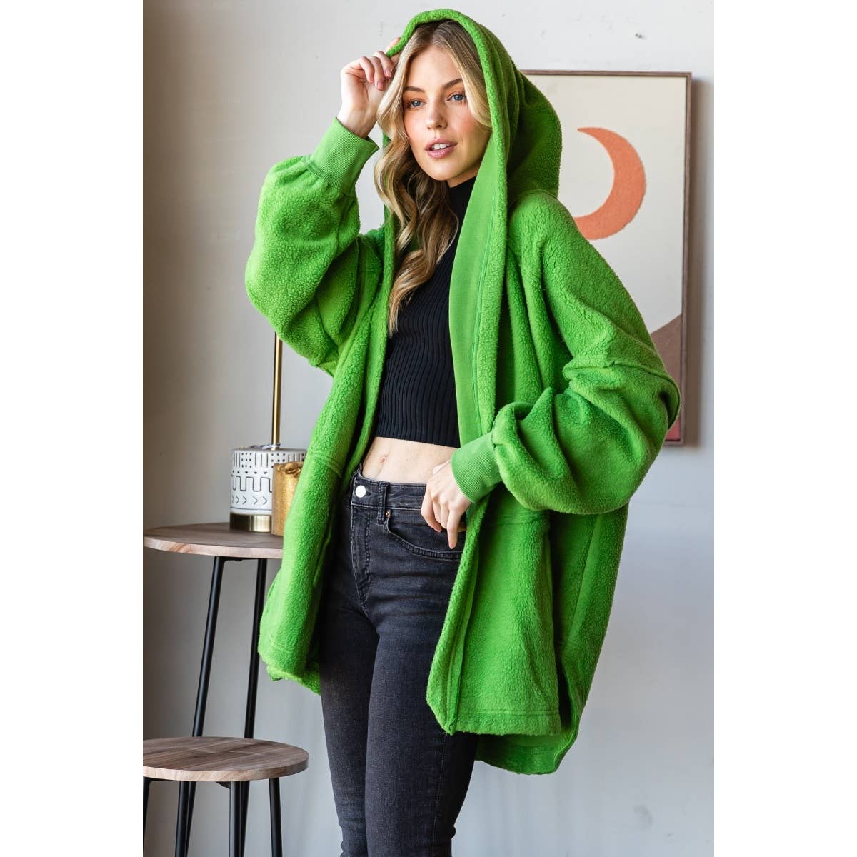 Lightweight Fleece Hooded Jacket: Hot pink / L